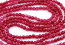 Agate beads, round faceted, garnet pink, 4mm