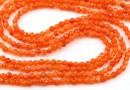 Agate beads, round faceted, deep orange, 3.3mm