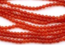 Agate beads, round, deep orange, 3mm