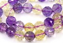 Amethyst and Citrine Beads, faceted round, 10.5mm