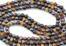 Margele mix Ochi de tigru si hematit, rotund, 4.5mm