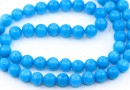 Jade beads, round, blue, 6.5mm