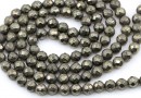 Natural Pyrite Beads, faceted round, 6mm