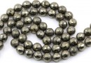 Natural Pyrite Beads, faceted round, 8mm