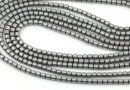 Margele Hematit, tub, argintiu mat, 2.3x2.2mm