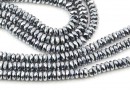 Margele Hematit, rondela fatetata, argintiu, 4mm