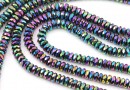 Margele Hematit, rondela fatetata, rainbow, 4mm