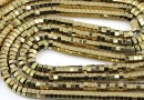 Hematite beads, hexagon round, gold, 4mm