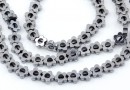 Margele Hematit, floare, argintiu intens, 6mm