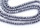 Margele Hematit, rondela fatetata, argintiu intens, 3.5mm