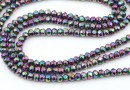 Hematite beads, faceted roundel, rainbow, 3.5mm