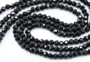 Sirag margele cristal, rotund fatetat, negru jet, 4mm