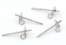 Tortite earrings, rod, 925 silver rhodium plated, 4mm pin cup - x1
