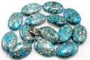 Colier cu incuietoare din margele magnezit, oval plat, 30x20mm